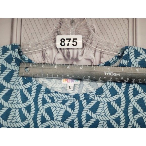 NWOT LuLa Roe Dress Women's SZ L Casual Nautical Rope Pattern Blue Shift Beachy - Picture 9 of 16